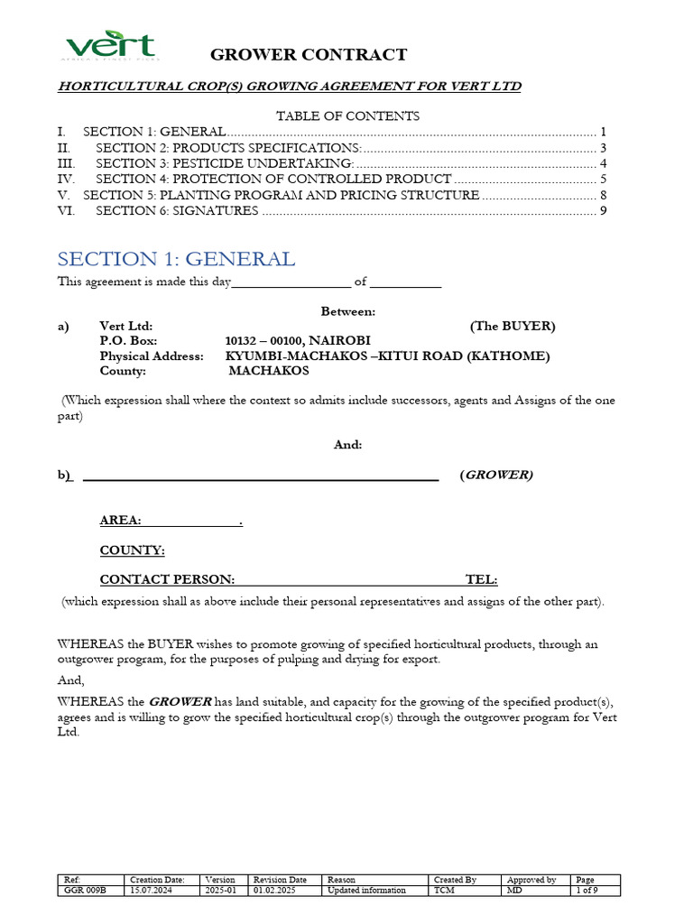 Blank Mango Farming Contract | PDF | Pesticide | Agriculture