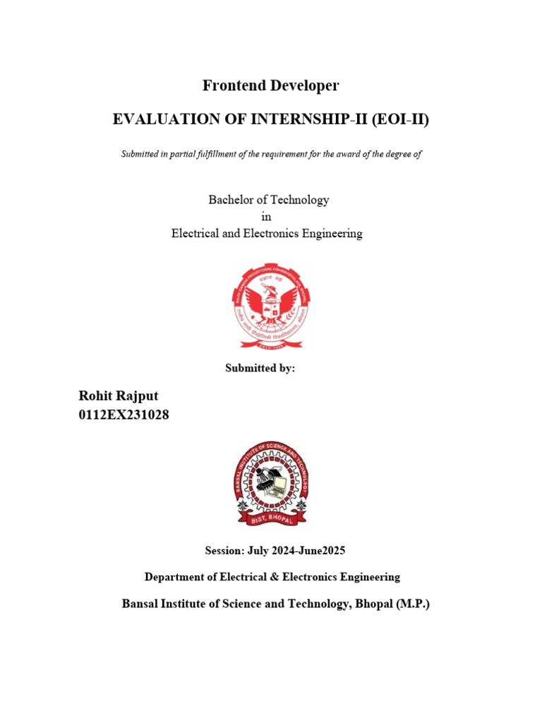 Frontend Development Internship Report | PDF | Html Element | Html5