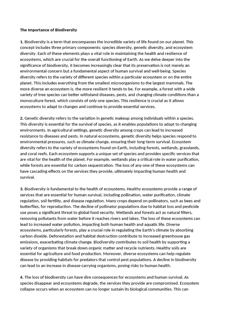 The Vital Role of Biodiversity | PDF | Biodiversity | Ecosystem