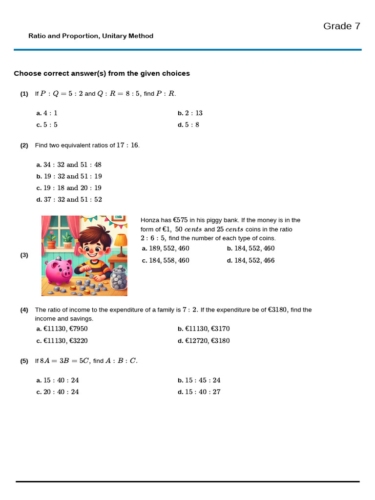 Ratio and Proportion Practice Questions | PDF