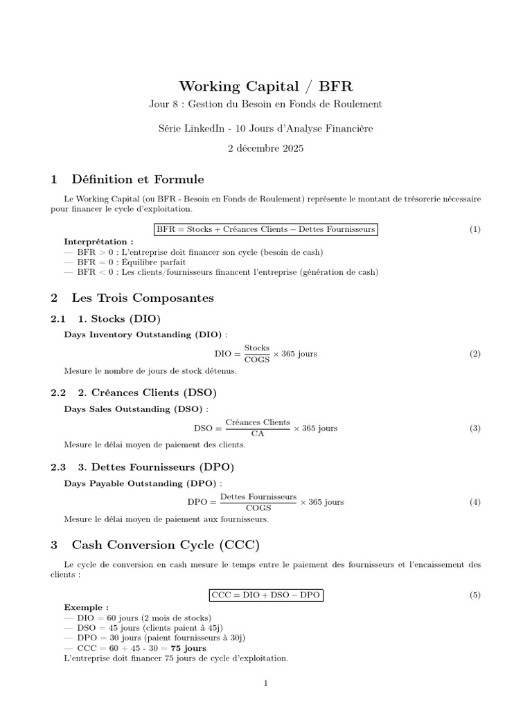 Gestion du Besoin en Fonds de Roulement | PDF | Fonds de roulement ...