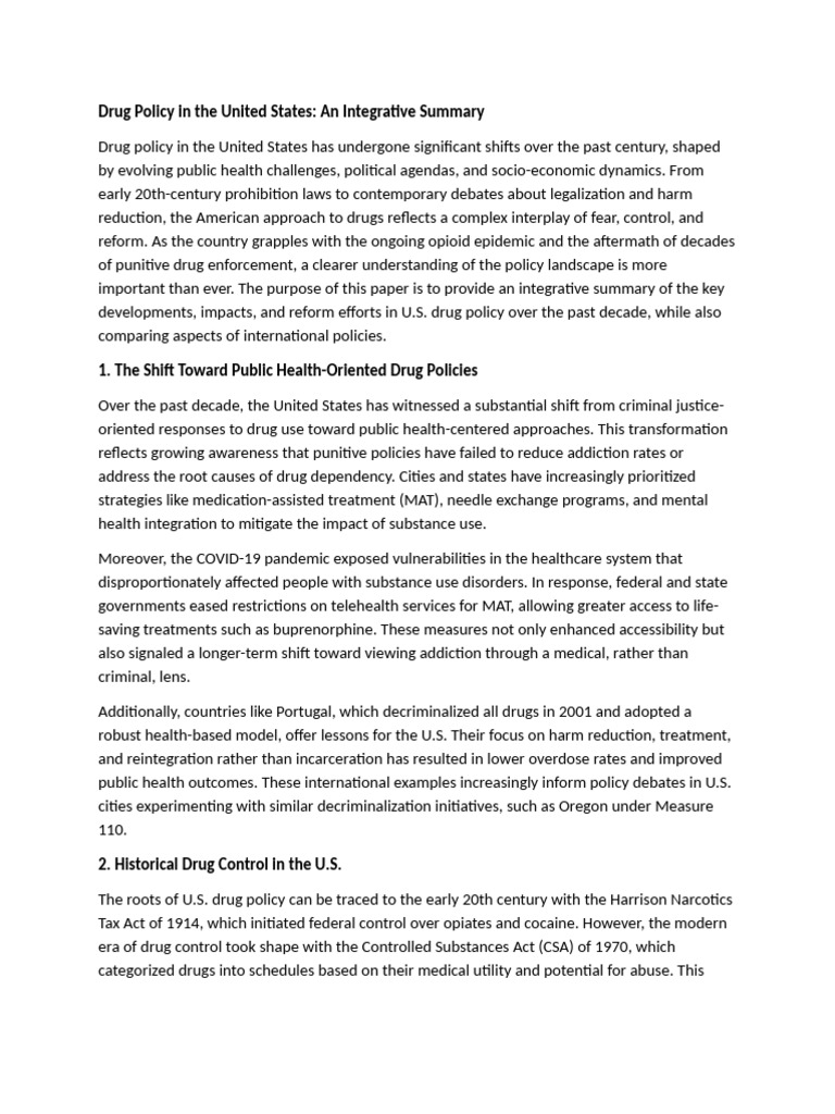Drug Policy in The United States | PDF | Opioid Use Disorder | Addiction