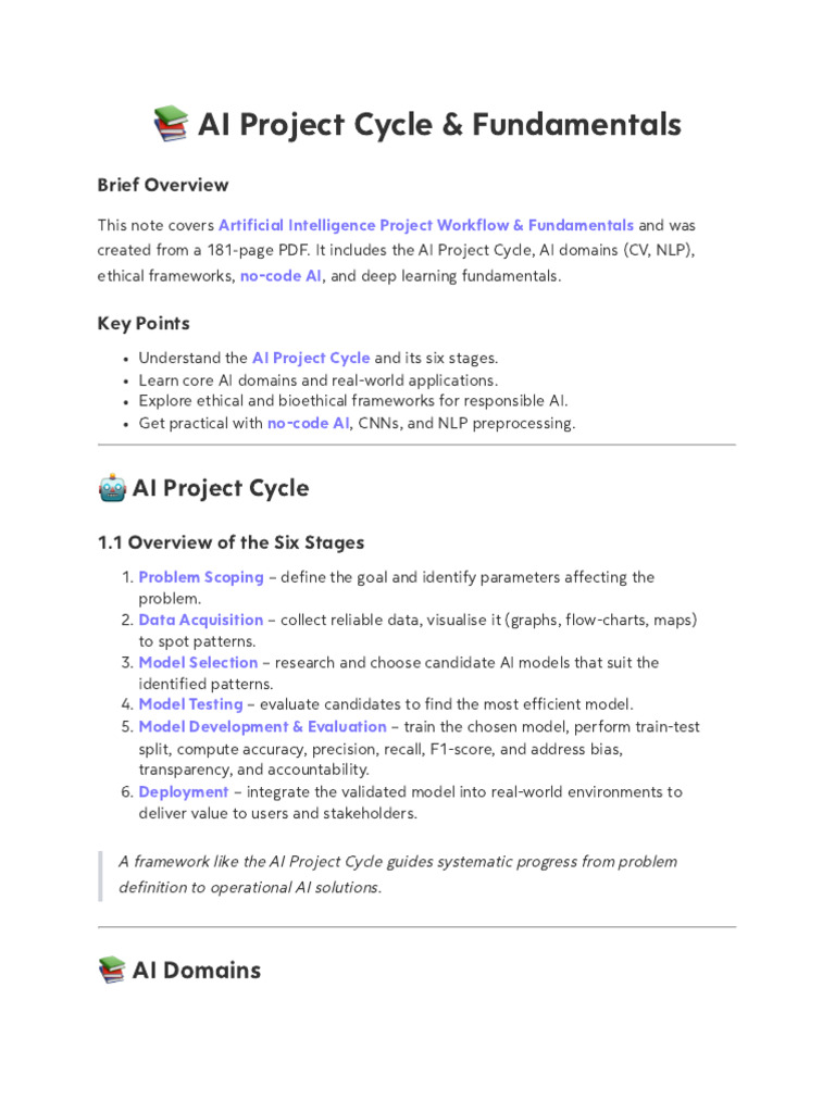 AI Project Cycle and Ethical Frameworks | PDF | Machine Learning ...