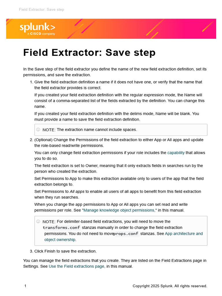 Field Extractor Save Step Guide | PDF