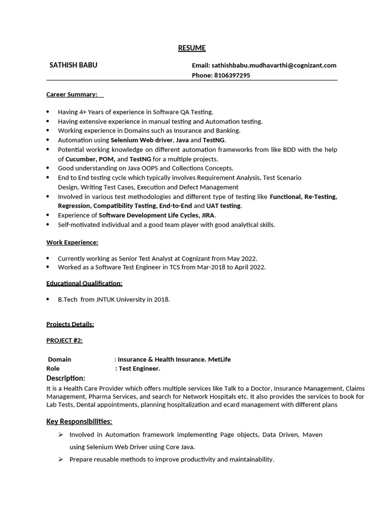 Software QA Tester Resume Overview | PDF | Software Testing ...