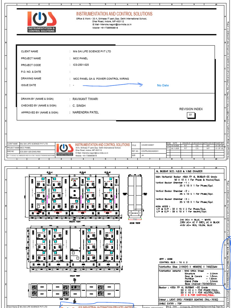 MCC Panel Power Control Wiring Drawing | PDF