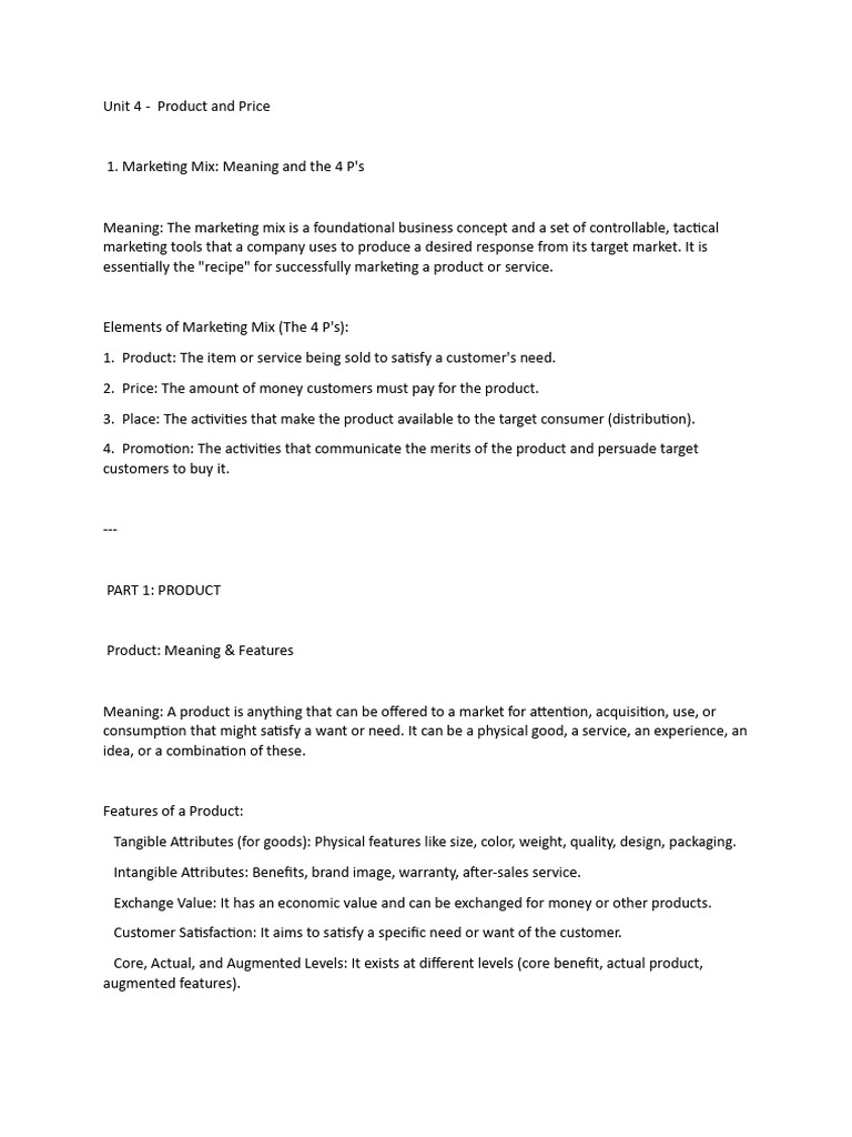 Marketing Mix: Product & Pricing Essentials | PDF | Pricing | Marketing