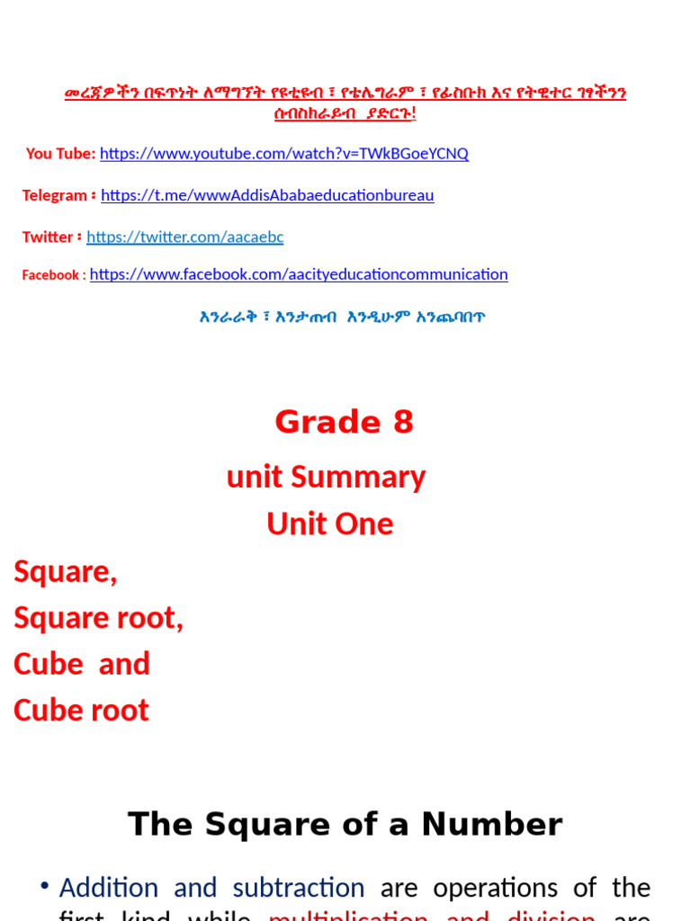 Grade 8 Math: Squares and Roots Guide | PDF | Multiplication | Numbers