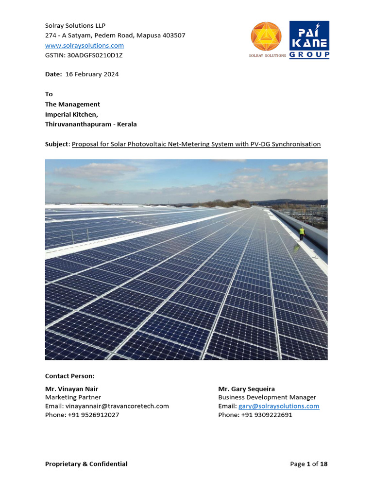 SSLLP - Proposal For Solar Power System - Imperial Kitchen | PDF ...