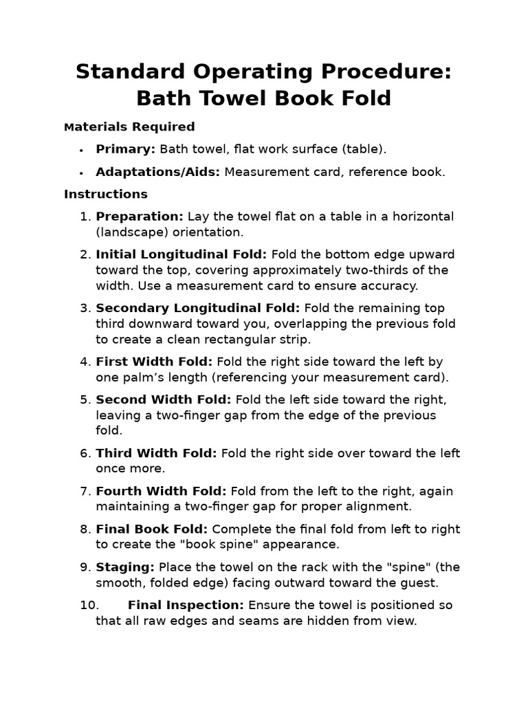 Bath Towel Book Fold Instructions | PDF