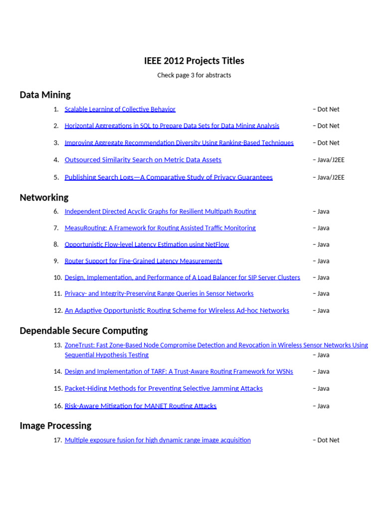 IEEE 2012 Project Titles Overview | PDF | Computer Network | Wireless ...