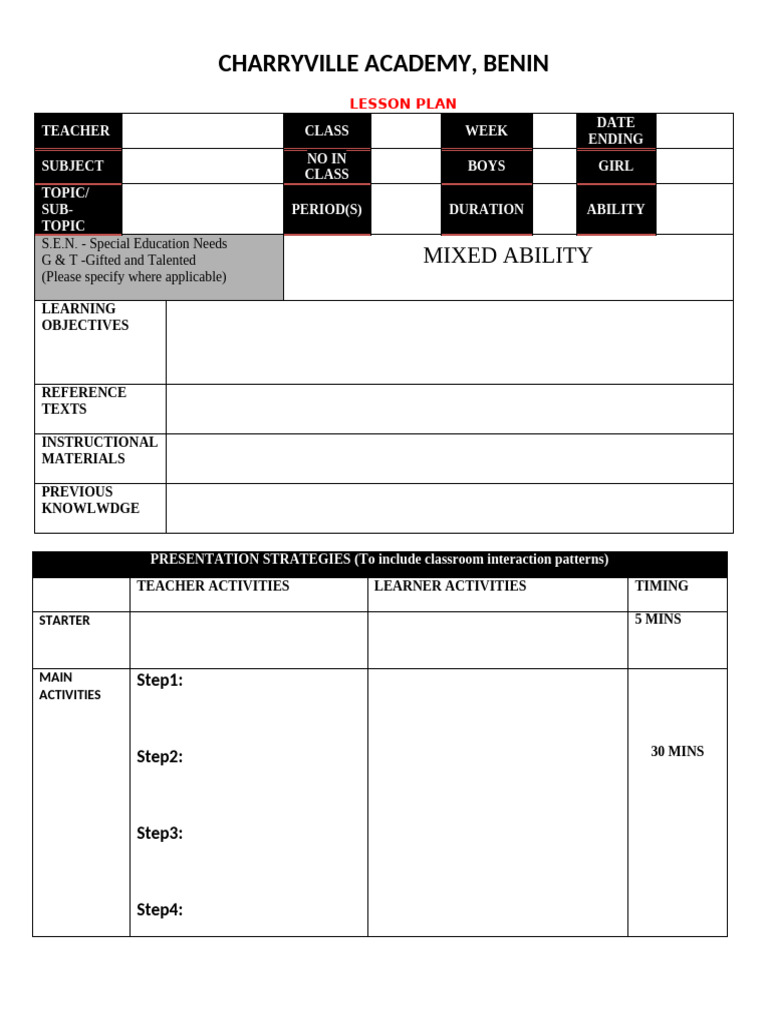 Digital Lesson Note Format-1 | PDF | Lesson Plan | Learning