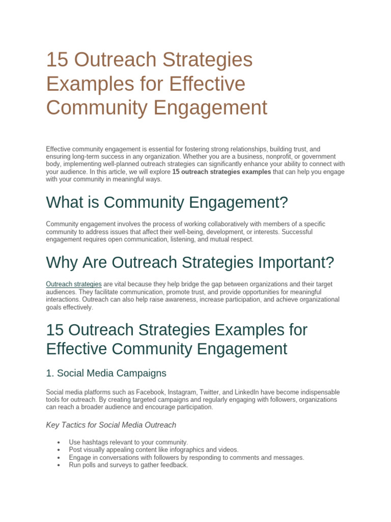 15 Effective Community Outreach Strategies | PDF | Community | Social Media