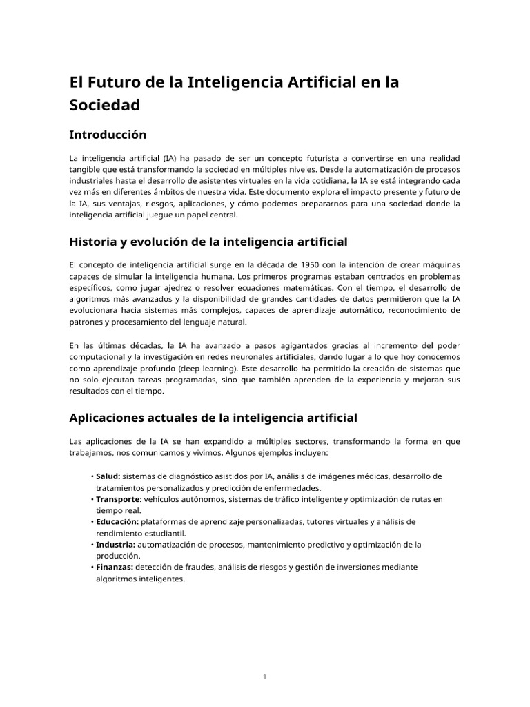 El Futuro de La Inteligencia Artificial en La Sociedad | PDF ...