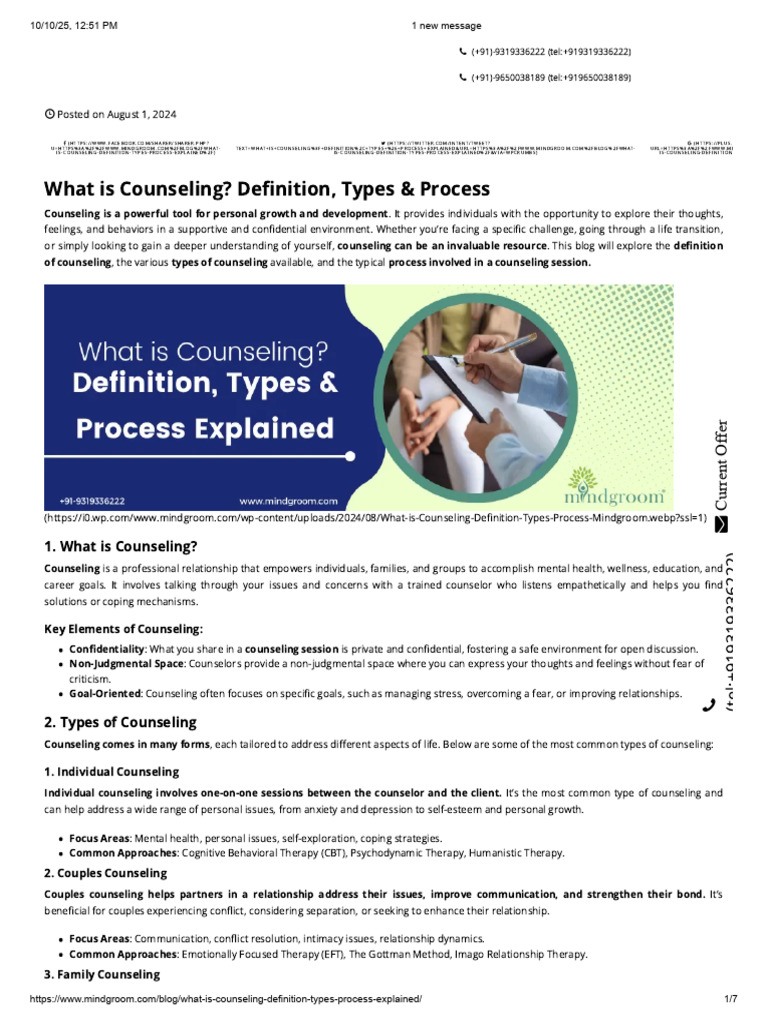 Understanding Counseling: Types & Process | PDF | Psychotherapy ...