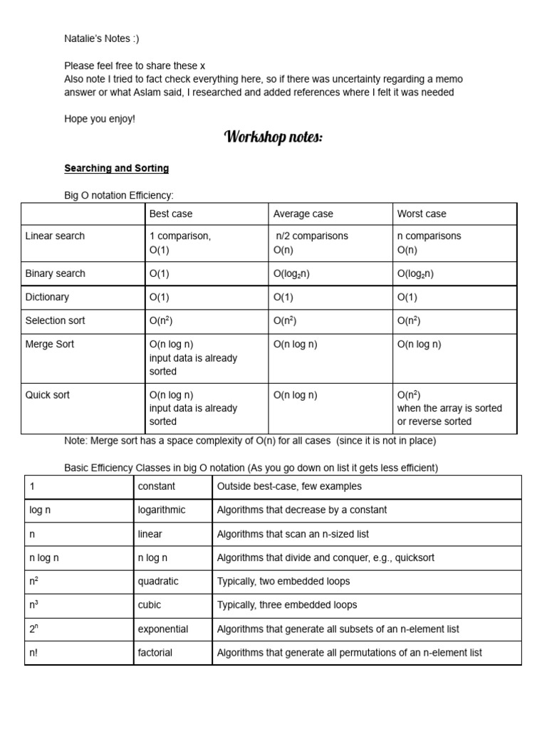 Big O Notation and Sorting Algorithms Guide | PDF | Time Complexity ...