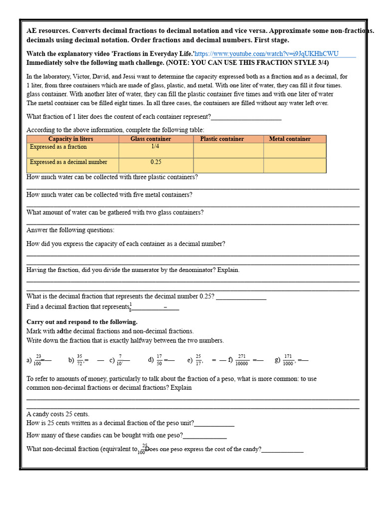 1 Resources. 1 Convert Decimal Fractions To Decimal Notation and Vice ...