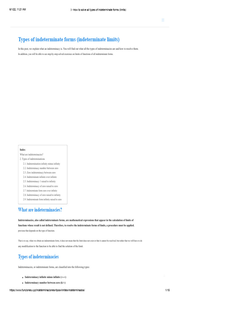 Indeterminate Forms in Limits Explained | PDF | Limit (Mathematics ...