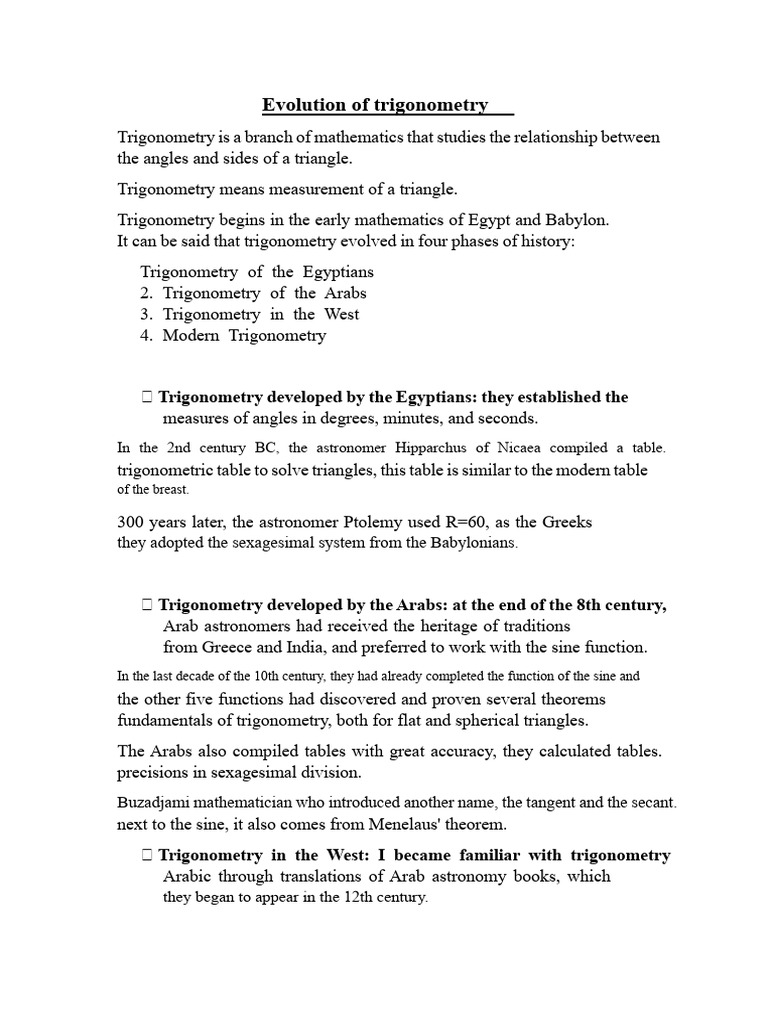 History and Phases of Trigonometry | PDF | Trigonometry | Trigonometric ...
