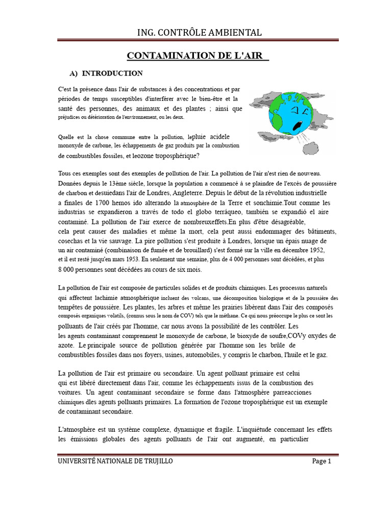 Pollution de l'air : causes et effets | PDF | Pollution de l'air | la ...