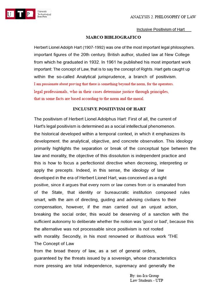 Requirement 1.2 The Inclusive or Methodological Positivism of Hart ...