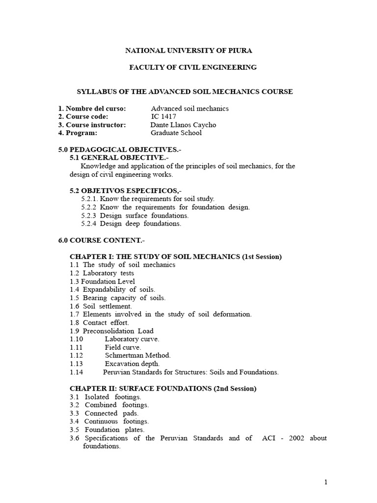 Advanced Soil Mechanics Syllabus | PDF | Soil Mechanics | Civil Engineering
