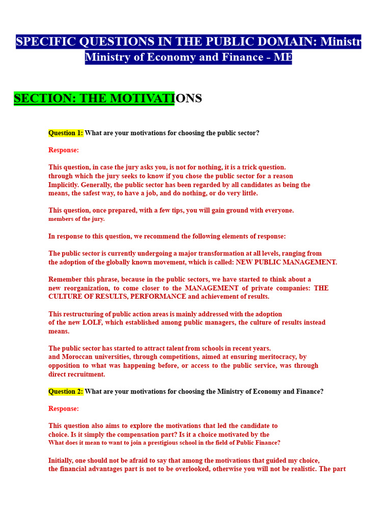 Collection of Specific Questions-Answers - Motivations | PDF ...