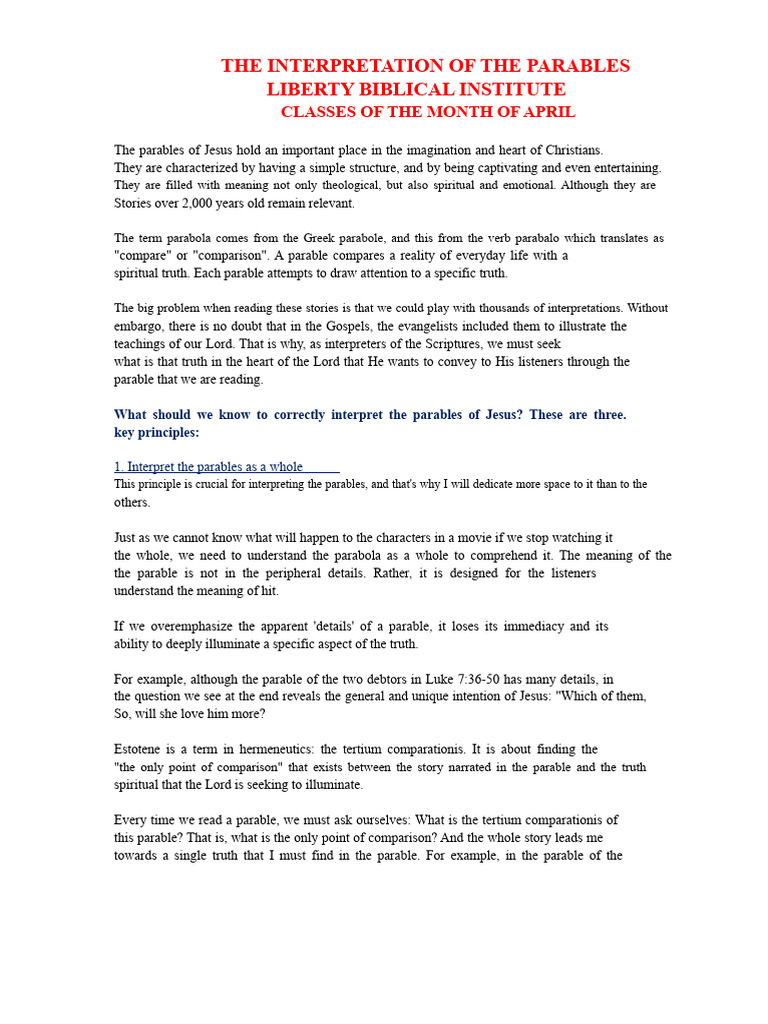 Interpreting Jesus' Parables Effectively | PDF | Parables Of Jesus | Jesus