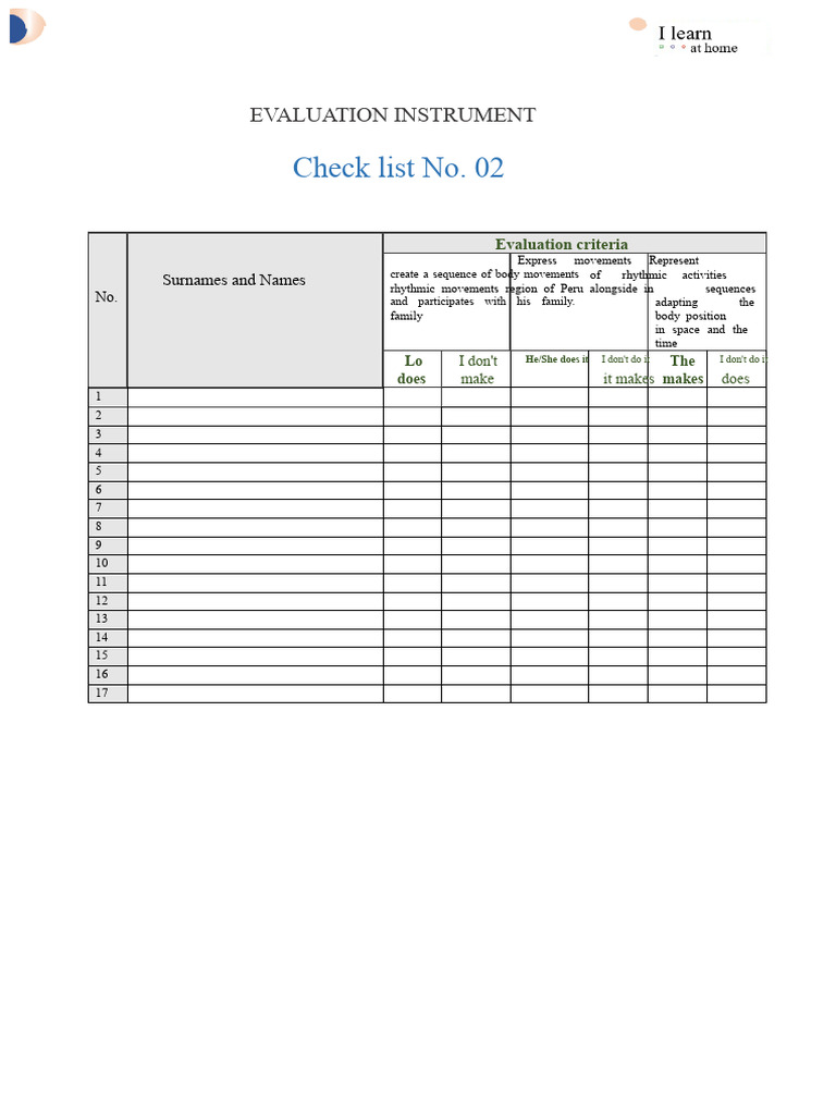 Checklist 3°4° | PDF