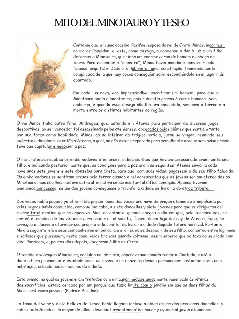 Mito de Teseu e o Minotauro | PDF | Minotauro | Teseu
