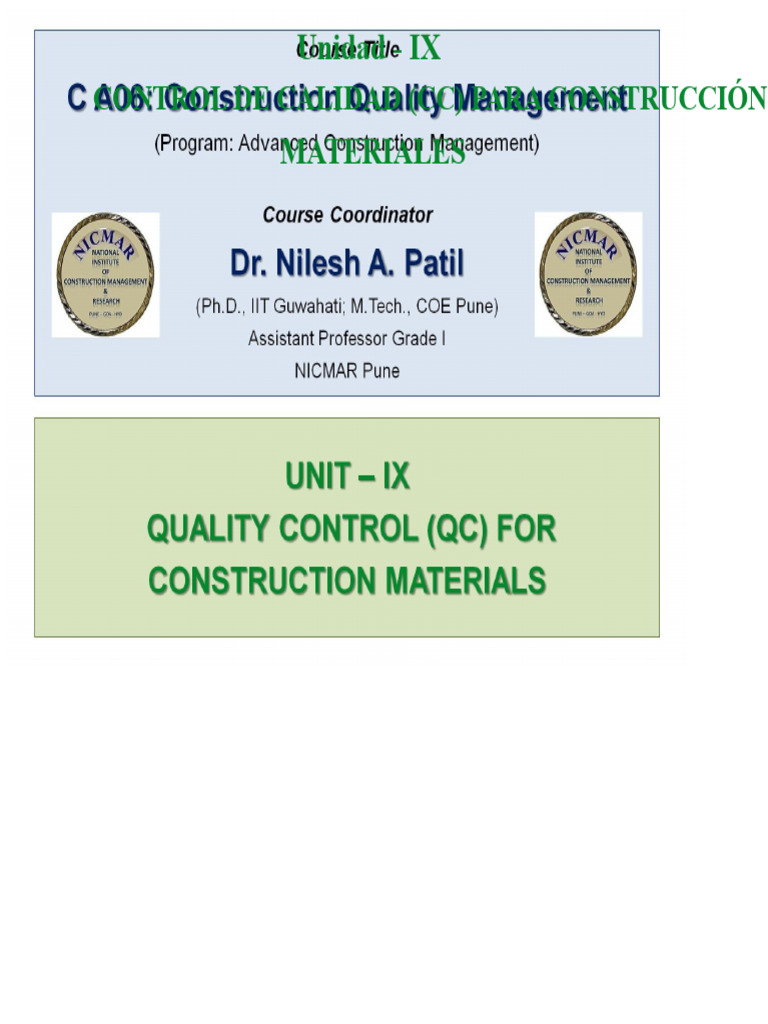 Control de Calidad en Materiales de Construcción | PDF