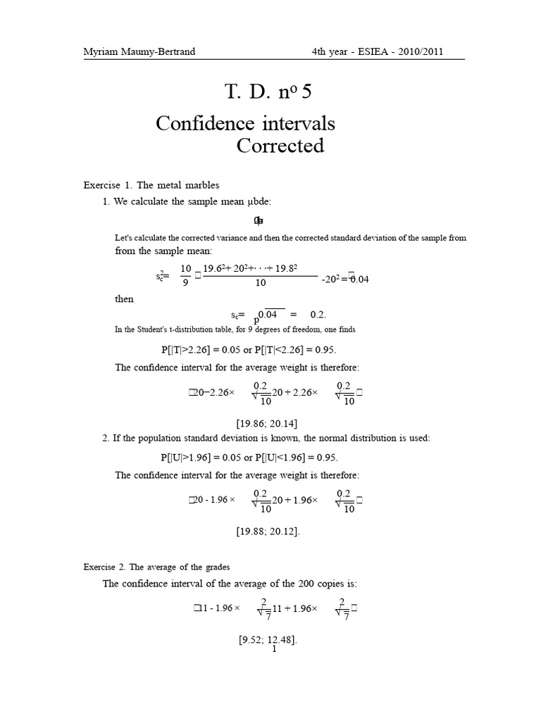 Confidence Intervals and Statistical Analysis | PDF | Confidence ...