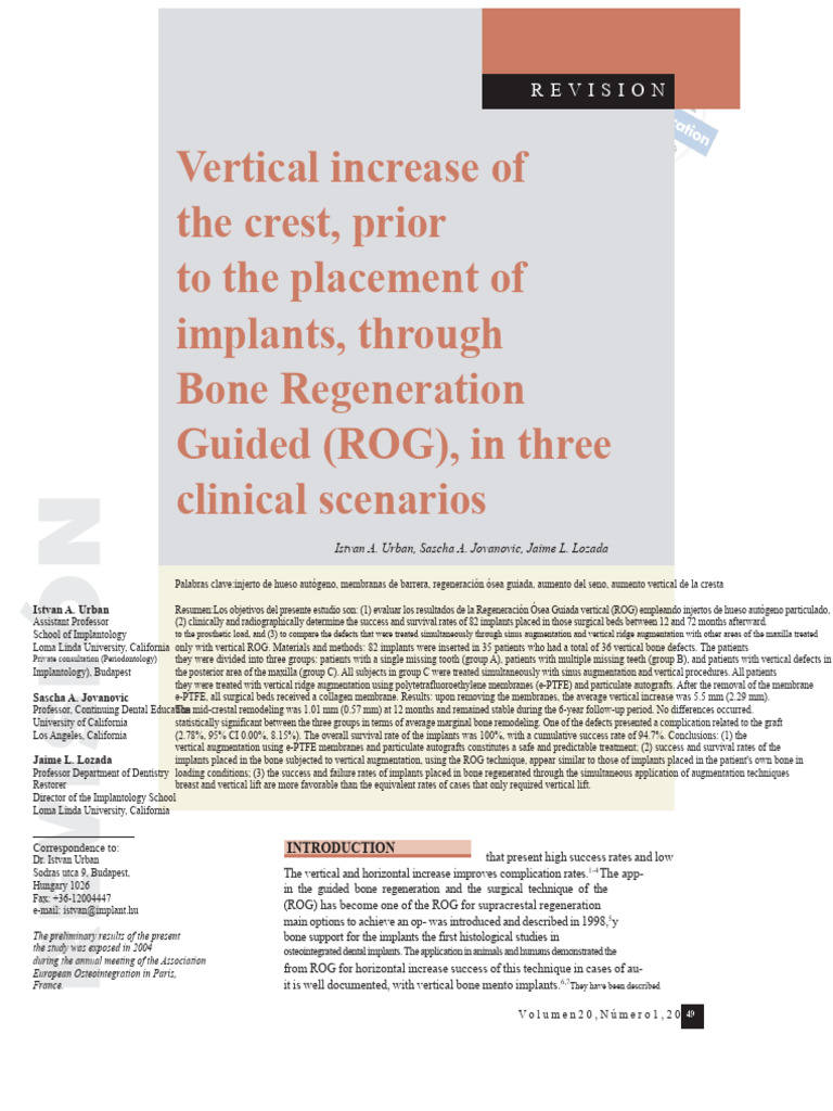 Vertical Ridge Augmentation Outcomes | PDF | Dental Implant | Dentistry