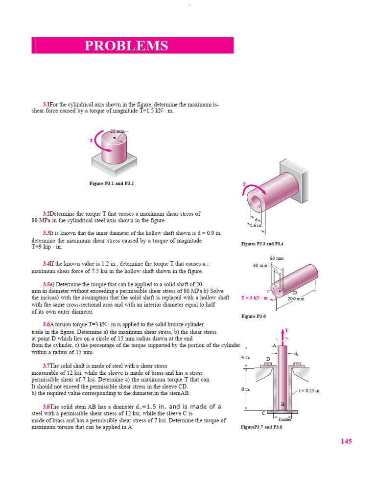 Maximum Shear Stress in Cylindrical Shafts | PDF | Stress (Mechanics ...