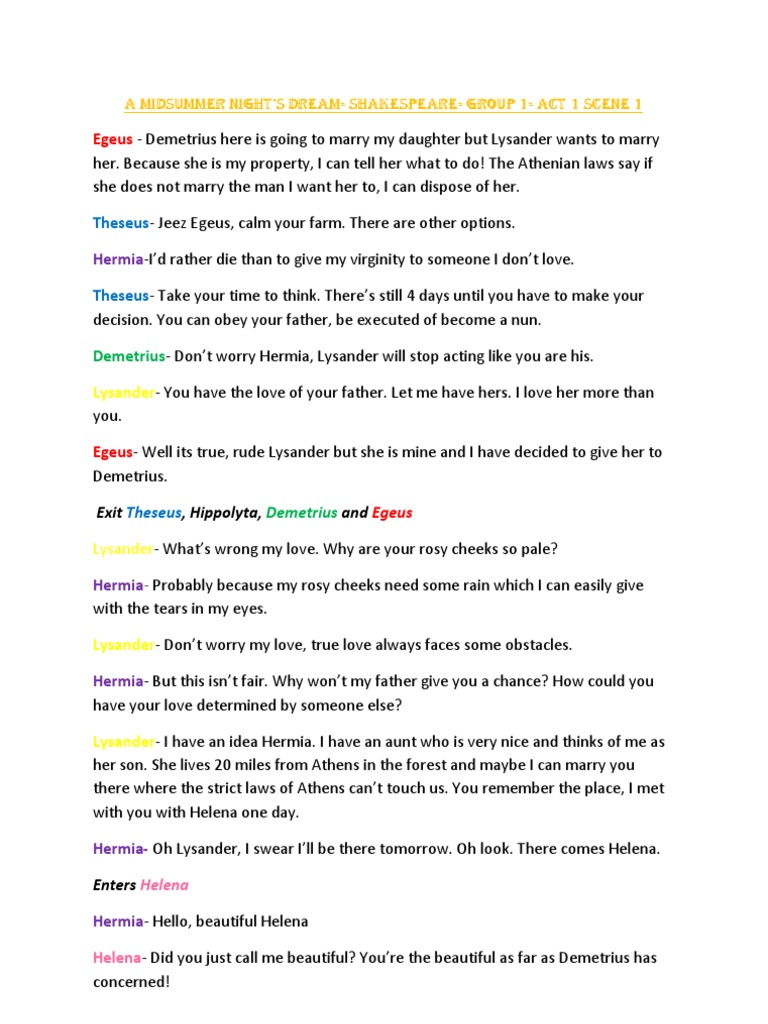 A Midsummer Nights Dream Reenactment English | PDF | A Midsummer Night ...