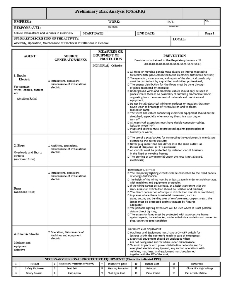 Electrical Installation Risk Analysis | PDF | Electrical Wiring ...
