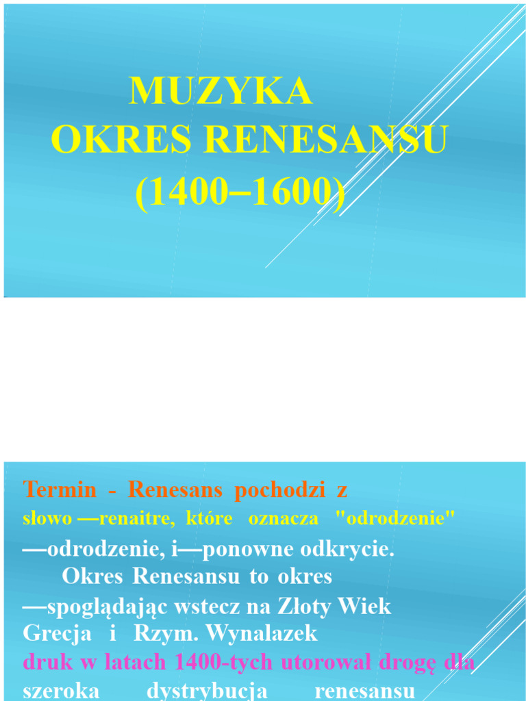 Muzyka Okresu Renesansu (1400 - 1600) | PDF