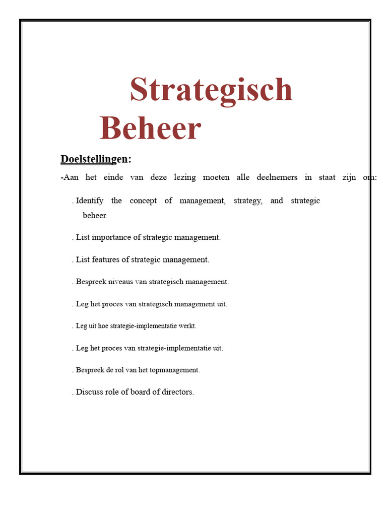 Strategisch Management... | PDF