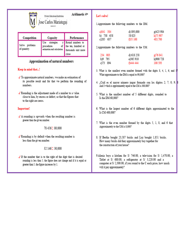Approximation of Natural Numbers | PDF | Rounding | Mathematics