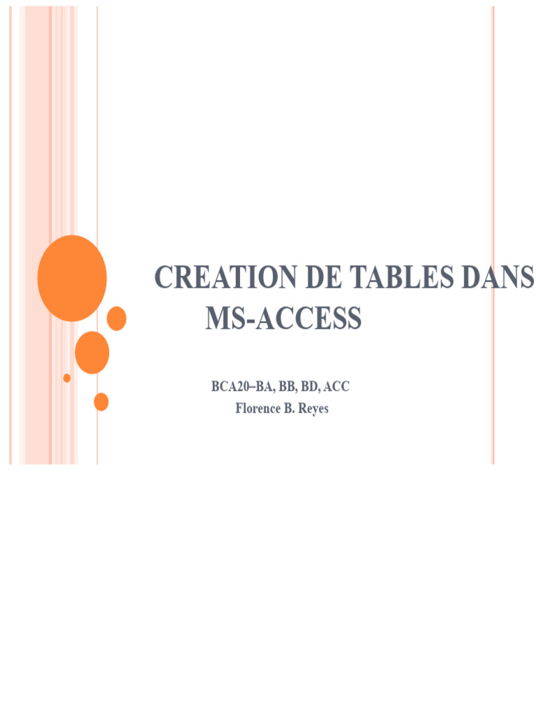 Création de Tables Dans MS-Access | PDF | Bases de données | Microsoft ...
