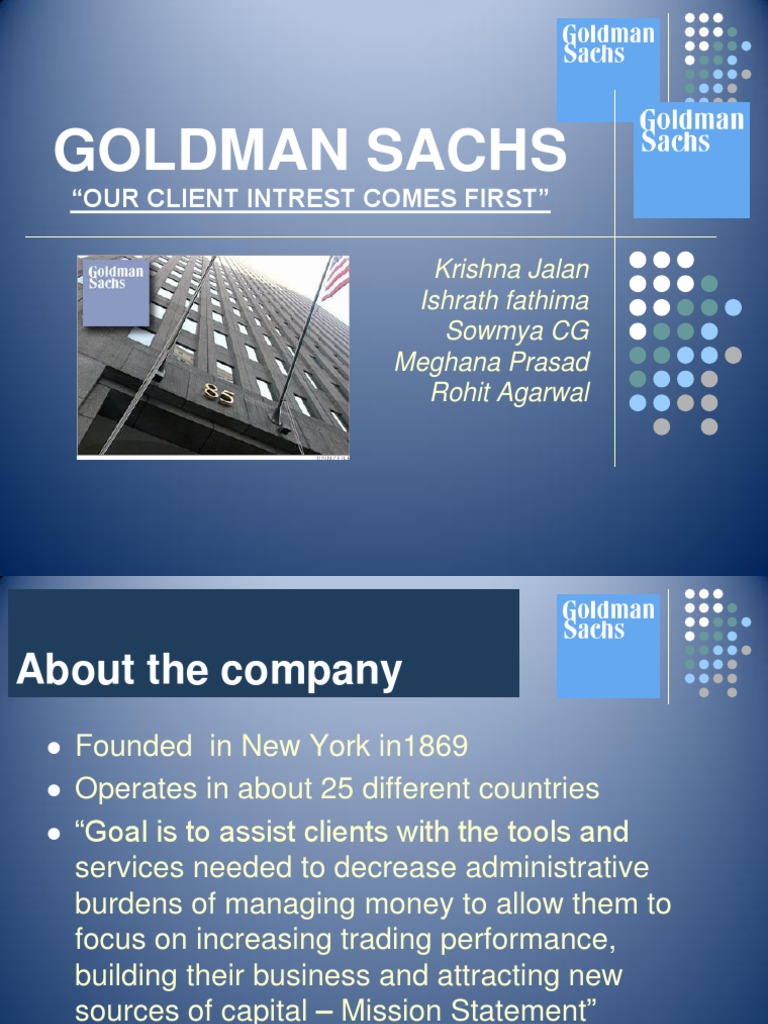 Gold Man PPT 2 | PDF | Investment Banking | Goldman Sachs