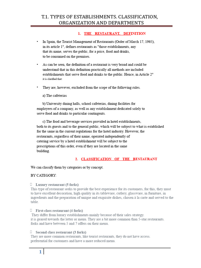 Restaurant Types and Organization Guide | PDF | Restaurants | Tableware