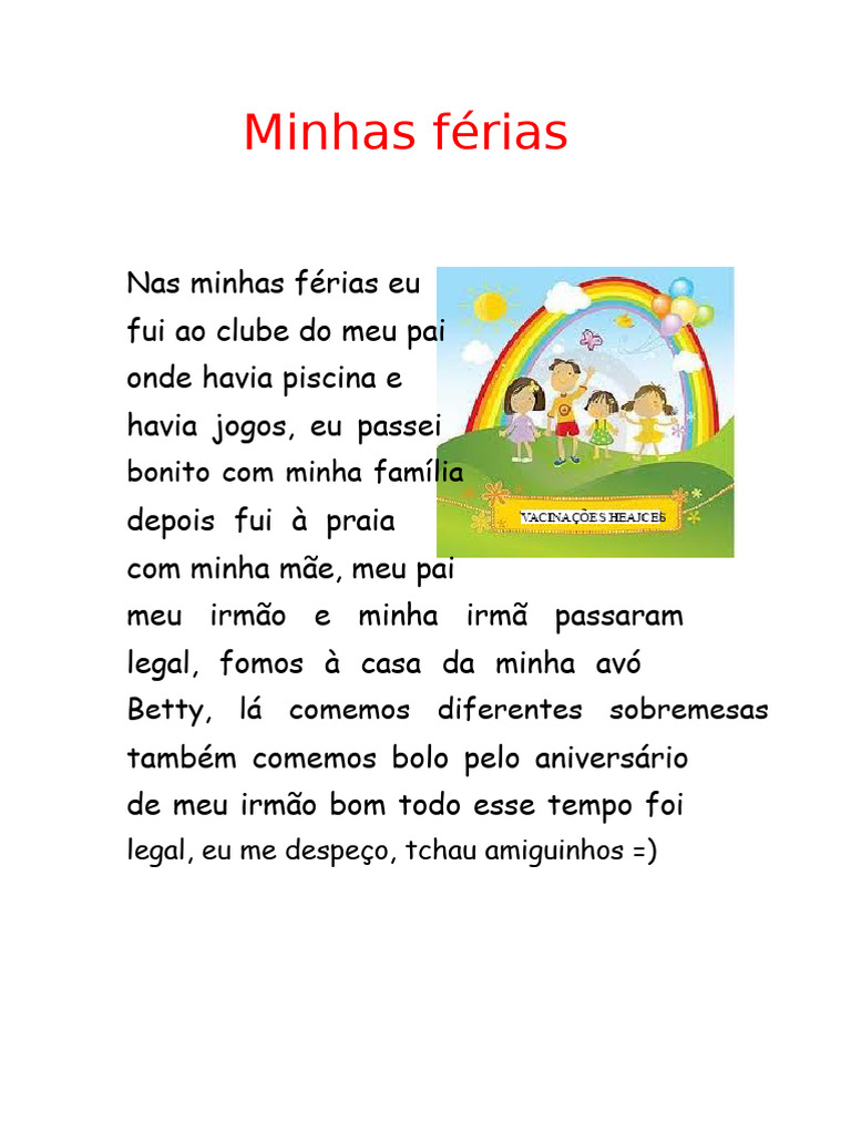 Minhas Férias em Família e Diversão | PDF