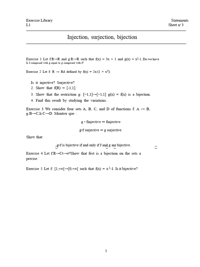 Injection, Surjection, Bijection | PDF | Function (Mathematics ...