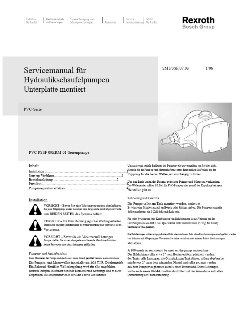 REXROTH Servicemanual PVC PSSF | PDF