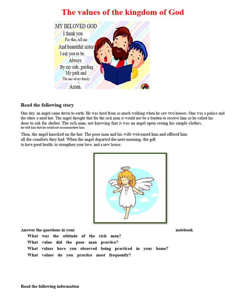 Kingdom of God Values Explained | PDF | Kingship And Kingdom Of God | Angel