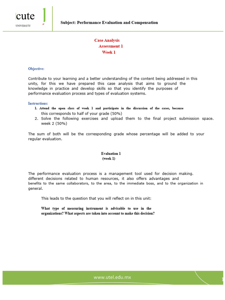 Performance Evaluation and Compensation Case Week 2 | PDF | Performance ...