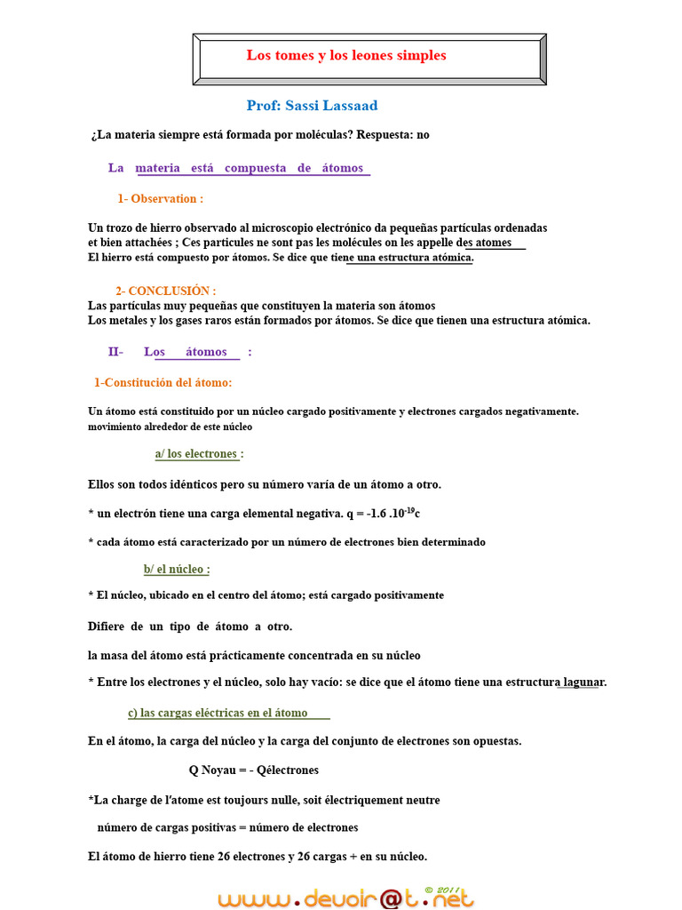 Curso - Química LOS ÁTOMOS Y LOS IONES SIMPLES - 1 AS - SR Sassi ...