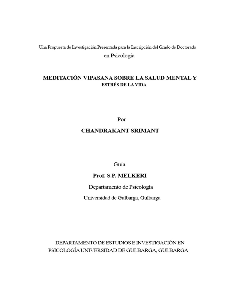 Meditación Vipassana Sobre La Salud Mental y El Estrés de La Vida | PDF ...