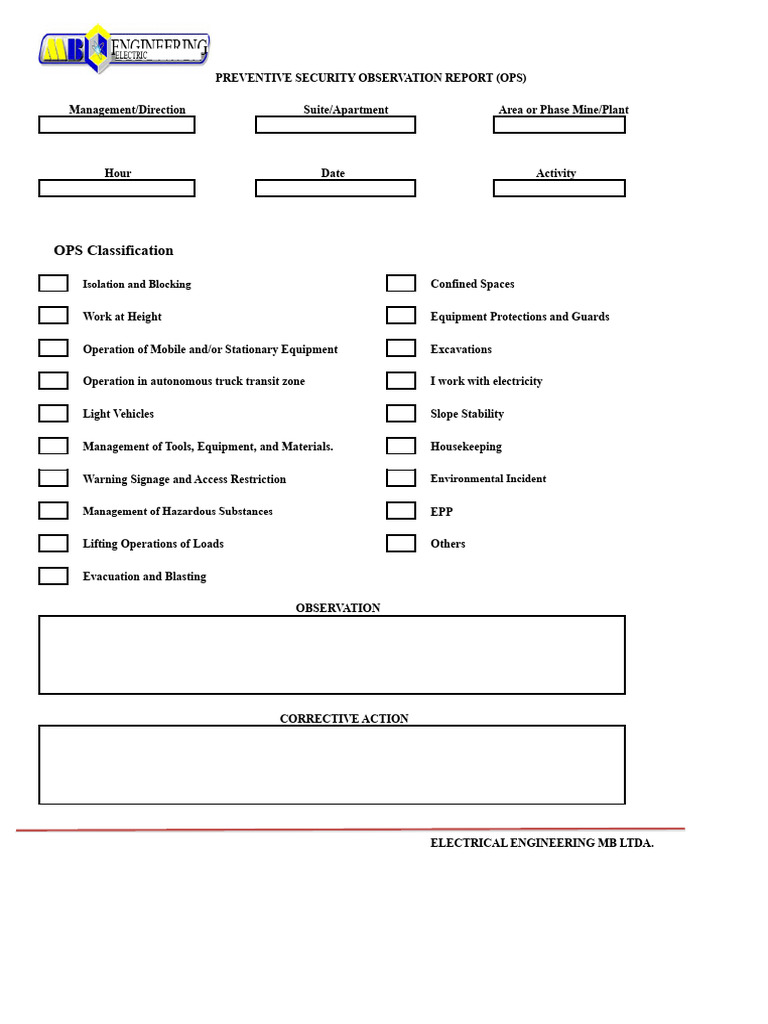 (F-HSE-OEI-0004) OPS Preventive Safety Observation Format | PDF